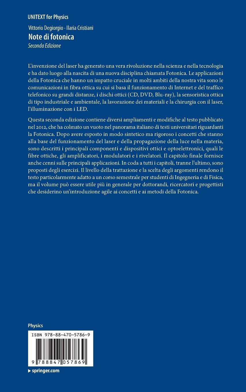 Rückseitencover Note di fotonica