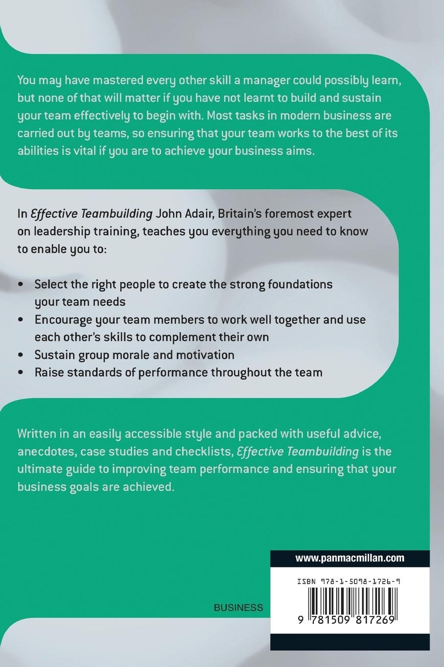 Rückseitencover Effective Teambuilding REVISED ED