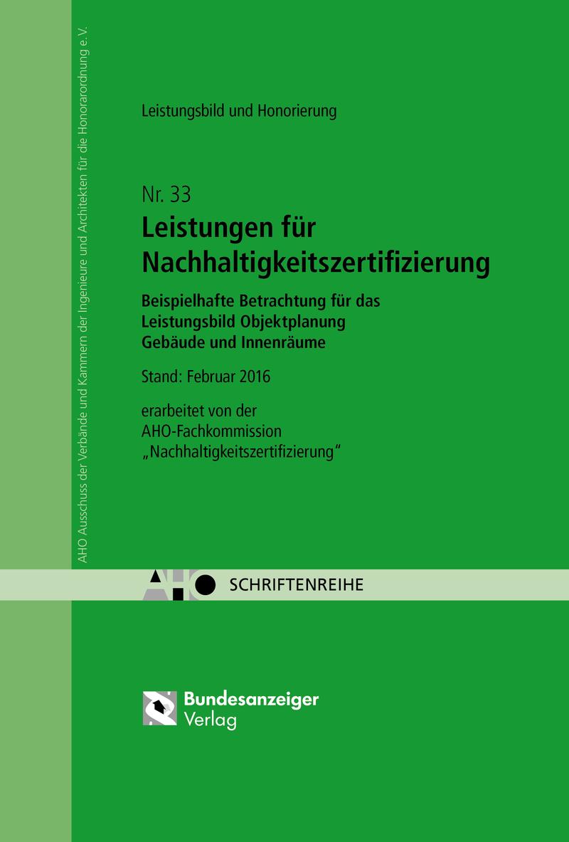 Vorderes Coverbild Leistungen für Nachhaltigkeitszertifizierung - Leistungsbild und Honorierung