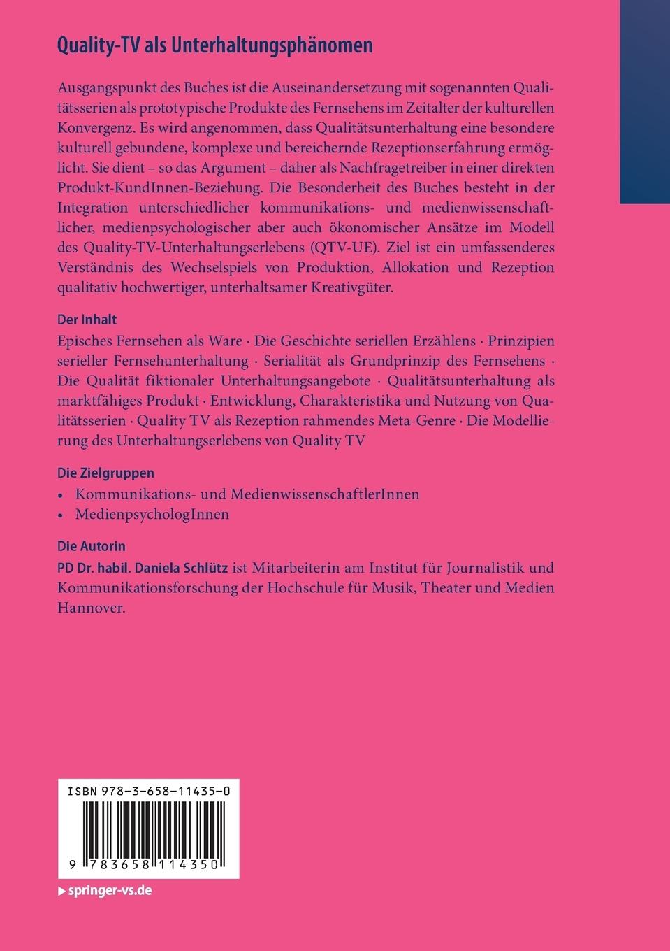Rückseitencover Quality-TV als Unterhaltungsphänomen