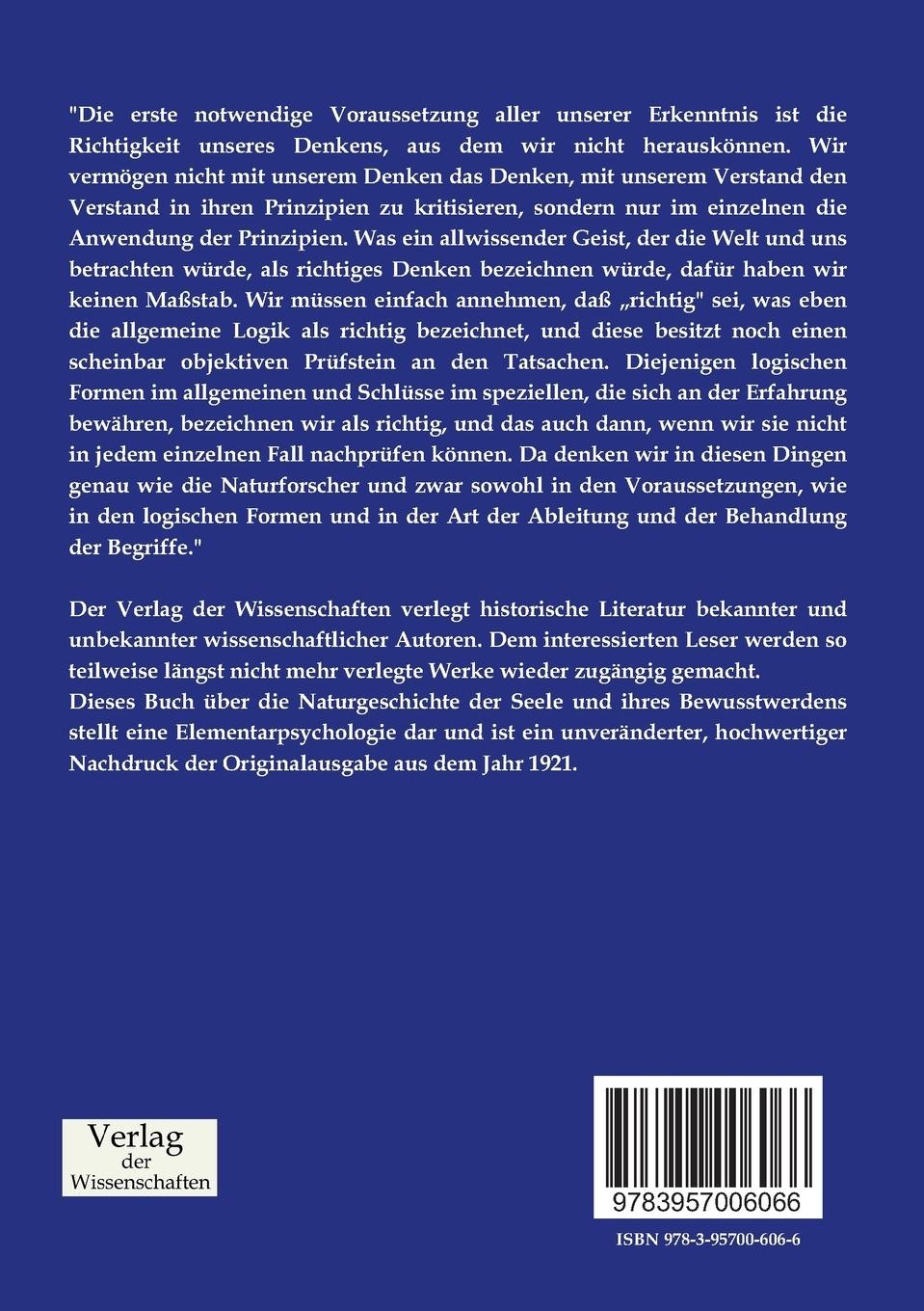 Rückseitencover Naturgeschichte der Seele und ihres Bewusstwerdens