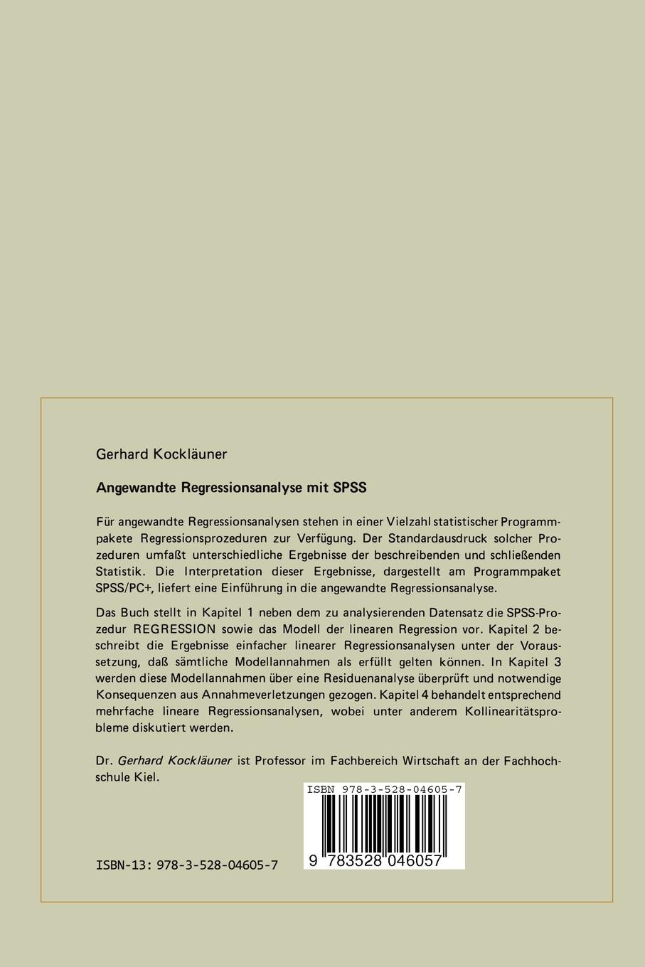 Rückseitencover Angewandte Regressionsanalyse mit SPSS