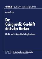 Vorderes Coverbild Das Going-public-Geschäft deutscher Banken