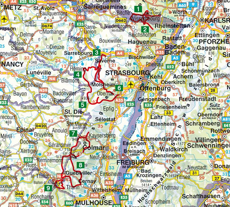 Beispielinhalt (Bild) Vogesen - 9 Mehrtagestouren