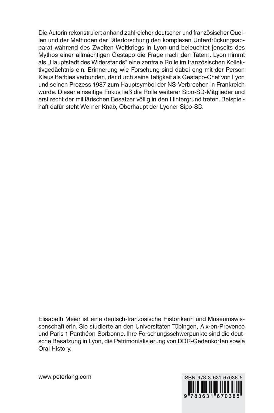 Rückseitencover Die deutsche Besatzung in Lyon im Blick der Täterforschung
