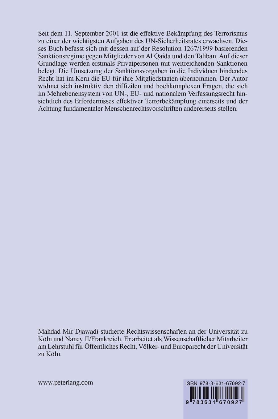 Rückseitencover Individualsanktionen des UN-Sicherheitsrates gegen Al Qaida und die Taliban