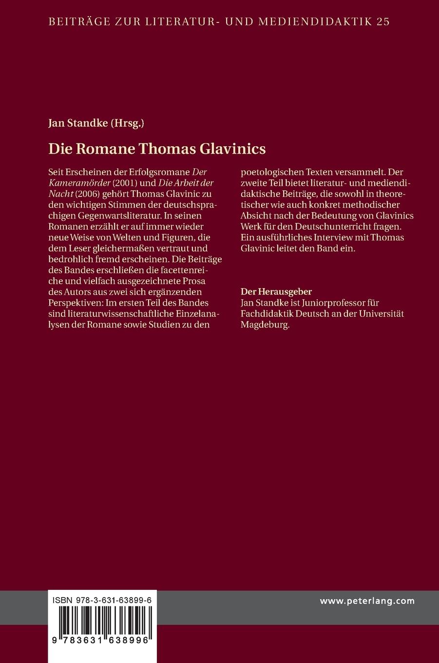 Rückseitencover Die Romane Thomas Glavinics