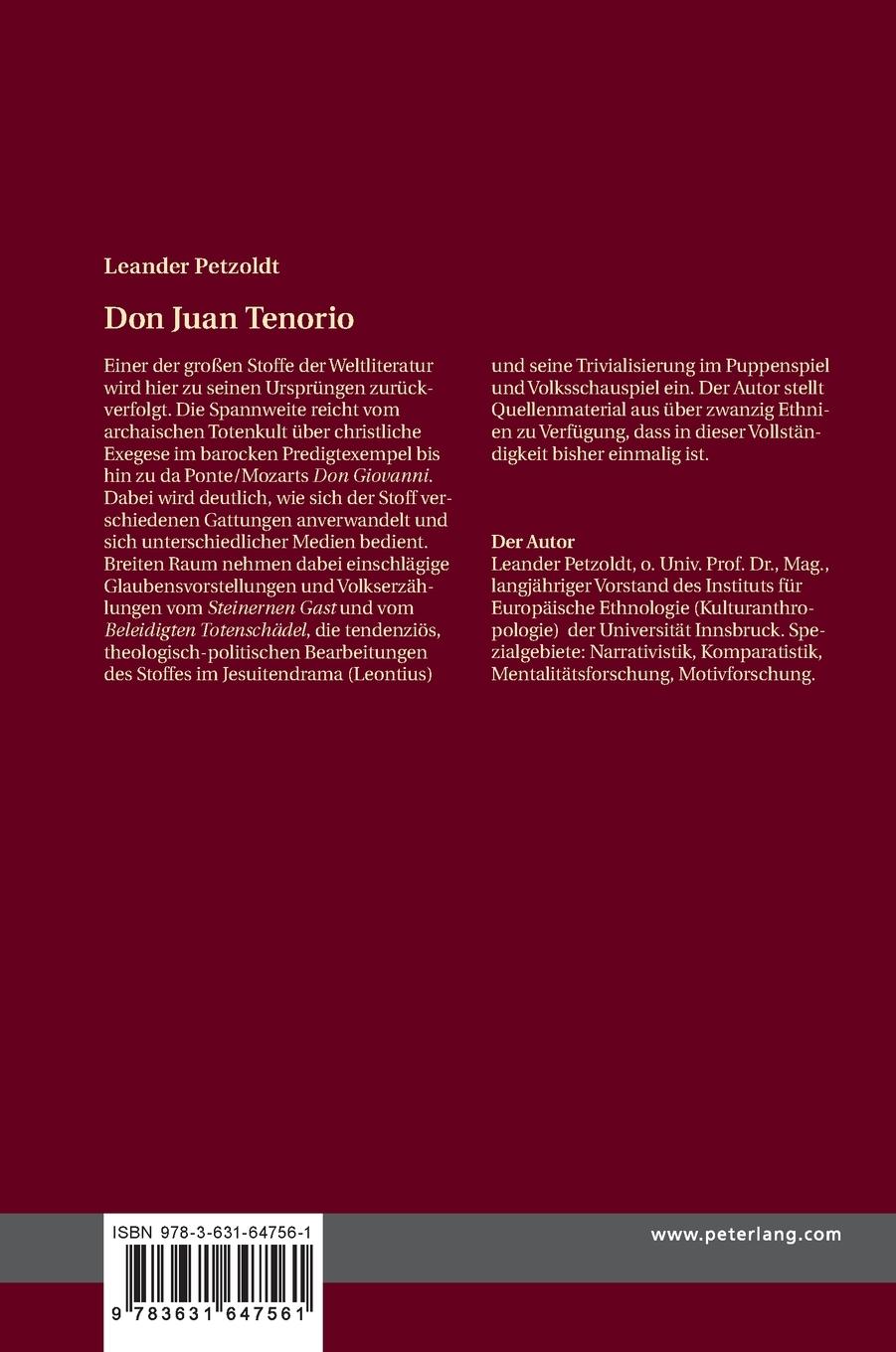 Rückseitencover Don Juan Tenorio