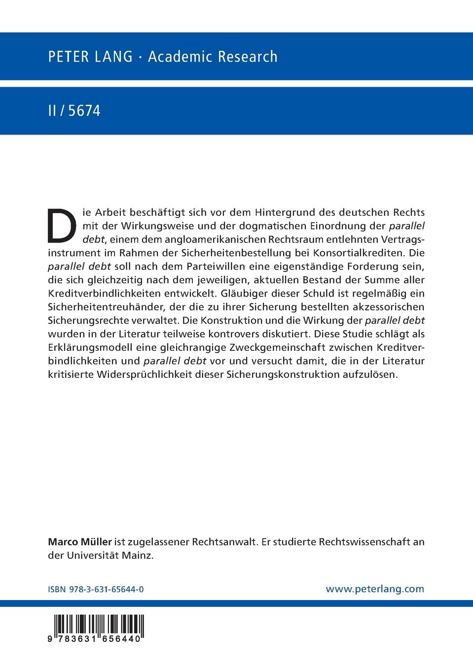 Rückseitencover Die "parallel debt" bei der Übertragung von Konsortialkreditanteilen