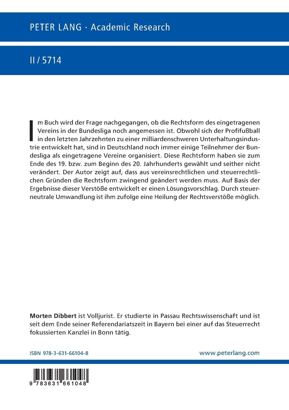 Rückseitencover Der Sportverein im Vereins- und Steuerrecht