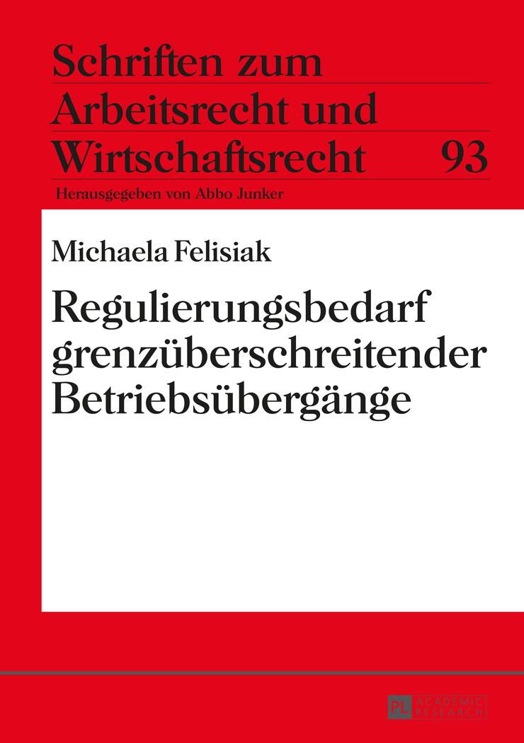 Vorderes Coverbild Regulierungsbedarf grenzüberschreitender Betriebsübergänge