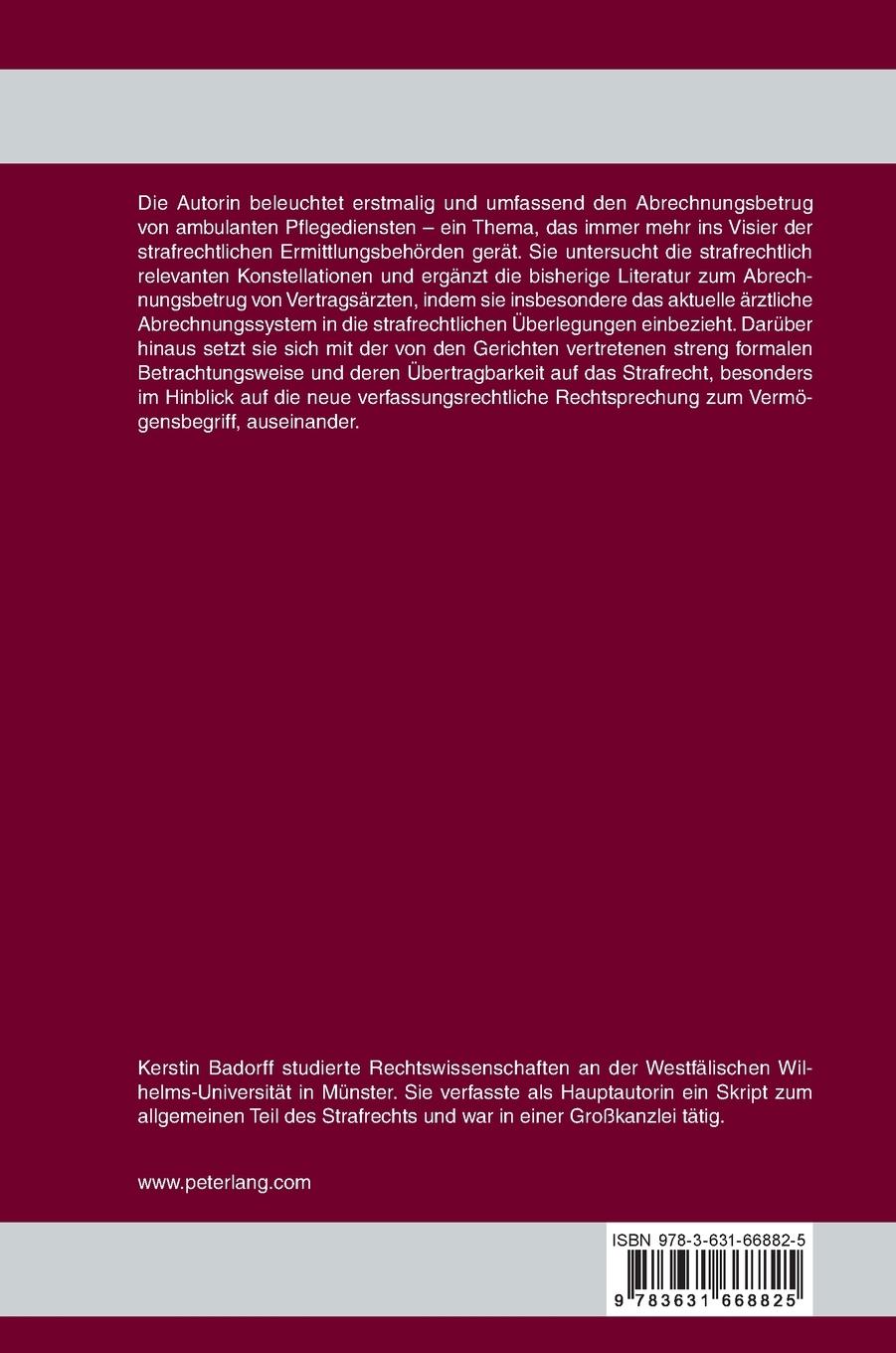 Rückseitencover Abrechnungsbetrug von ambulanten Pflegediensten und Vertragsärzten