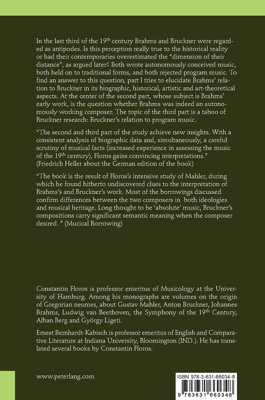 Rückseitencover Brahms and Bruckner as Artistic Antipodes