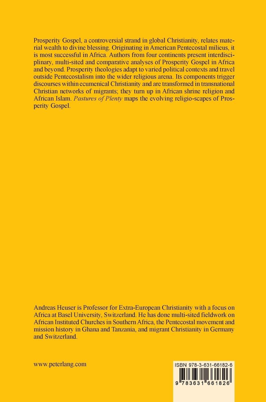 Rückseitencover 'Pastures of Plenty': Tracing Religio-Scapes of Prosperity Gospel in Africa and Beyond