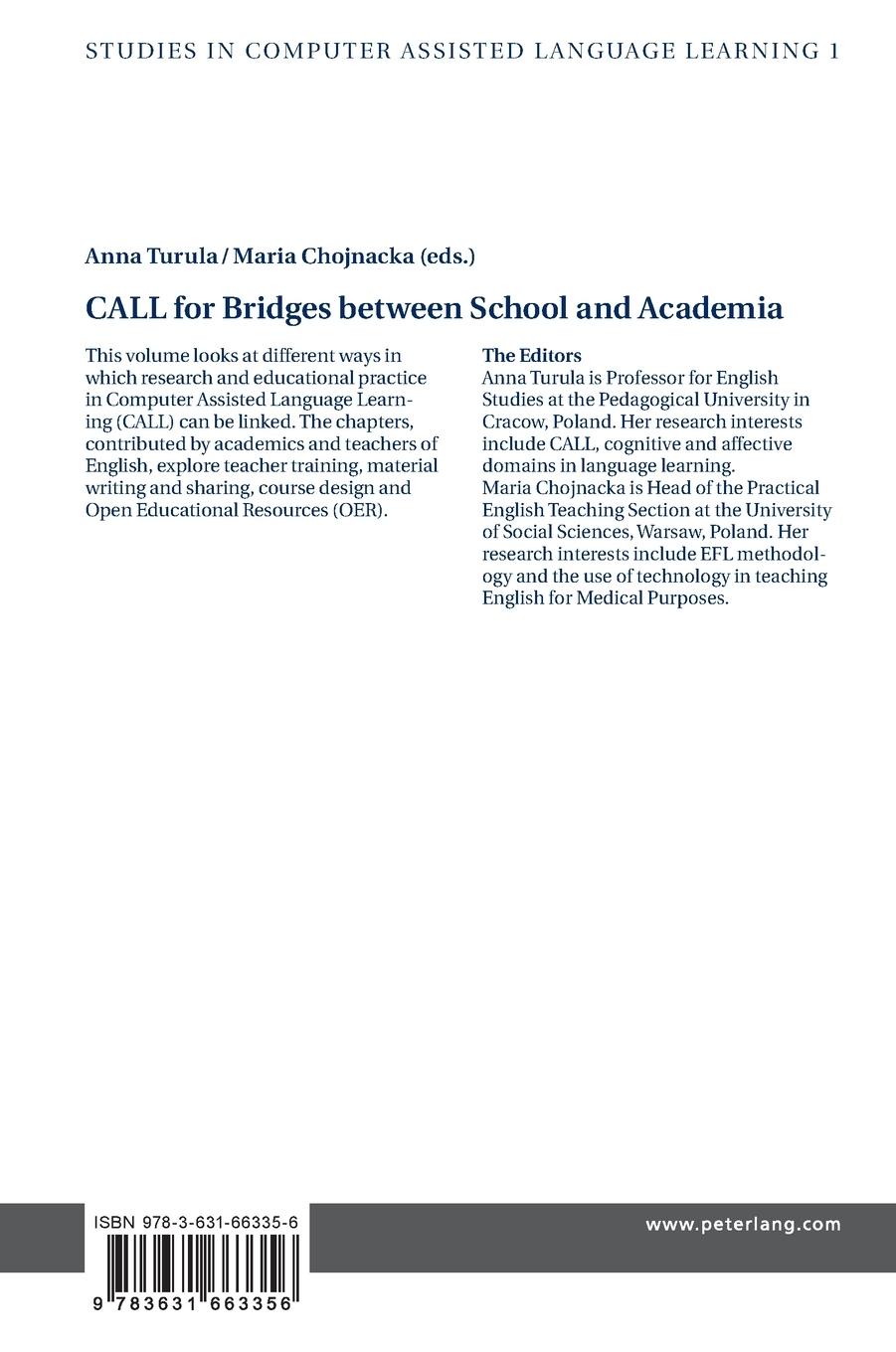 Rückseitencover CALL for Bridges between School and Academia