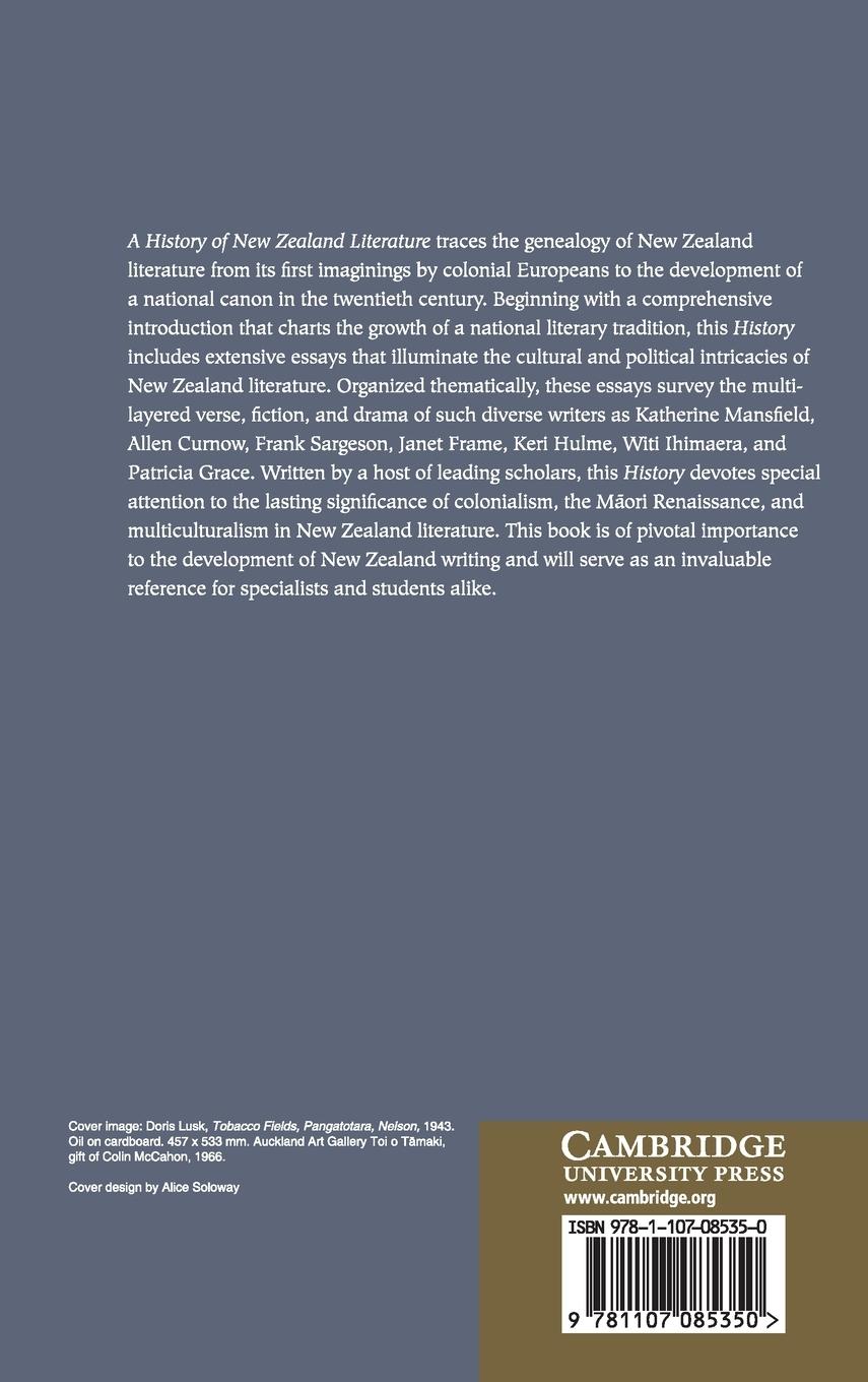 Rückseitencover A History of New Zealand Literature