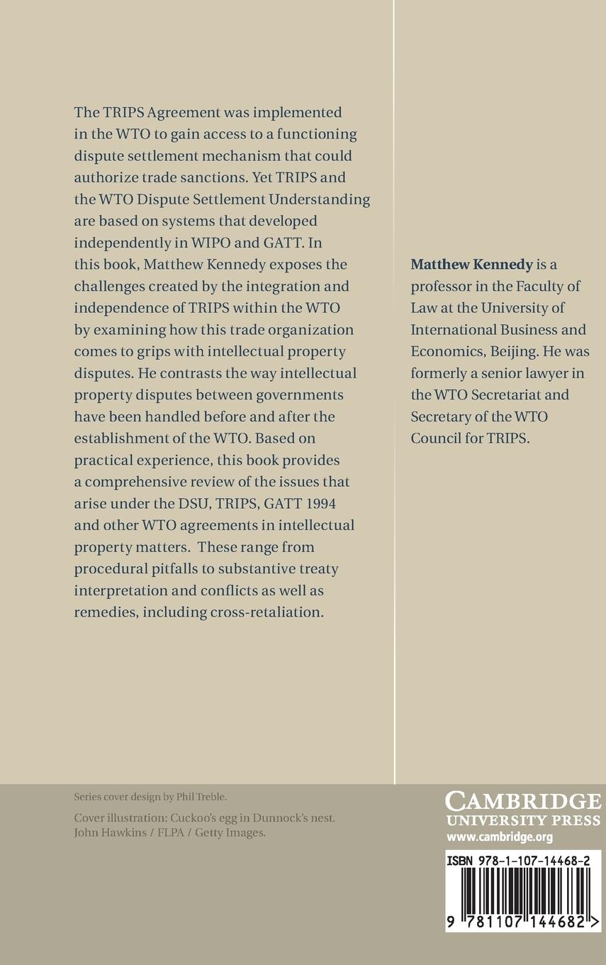 Rückseitencover WTO Dispute Settlement and the TRIPS Agreement