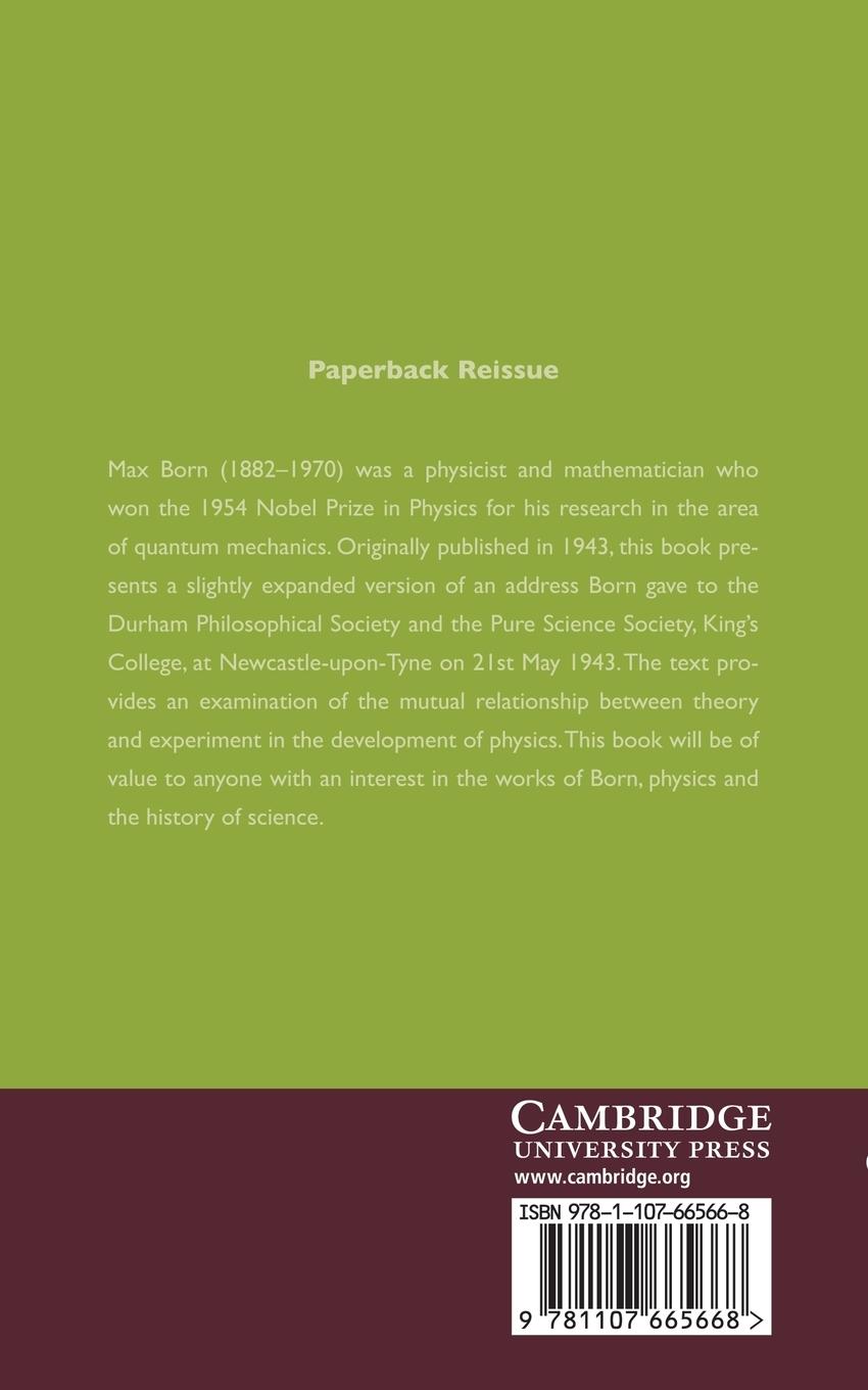 Rückseitencover Experiment and Theory in Physics