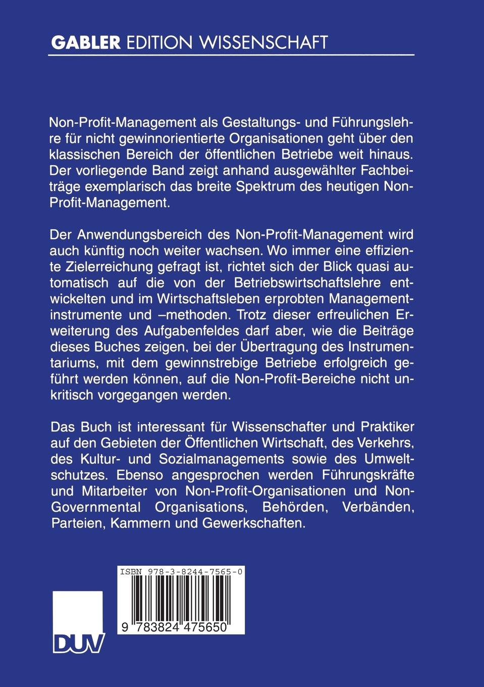 Rückseitencover Non-Profit-Management im Aufwind?
