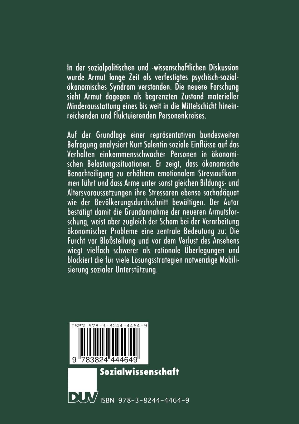 Rückseitencover Armut, Scham und Stressbewältigung