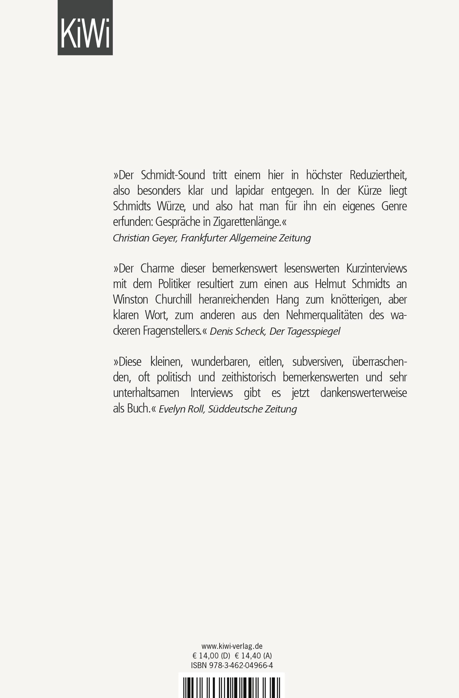 Rückseitencover Auf eine Zigarette mit Helmut Schmidt