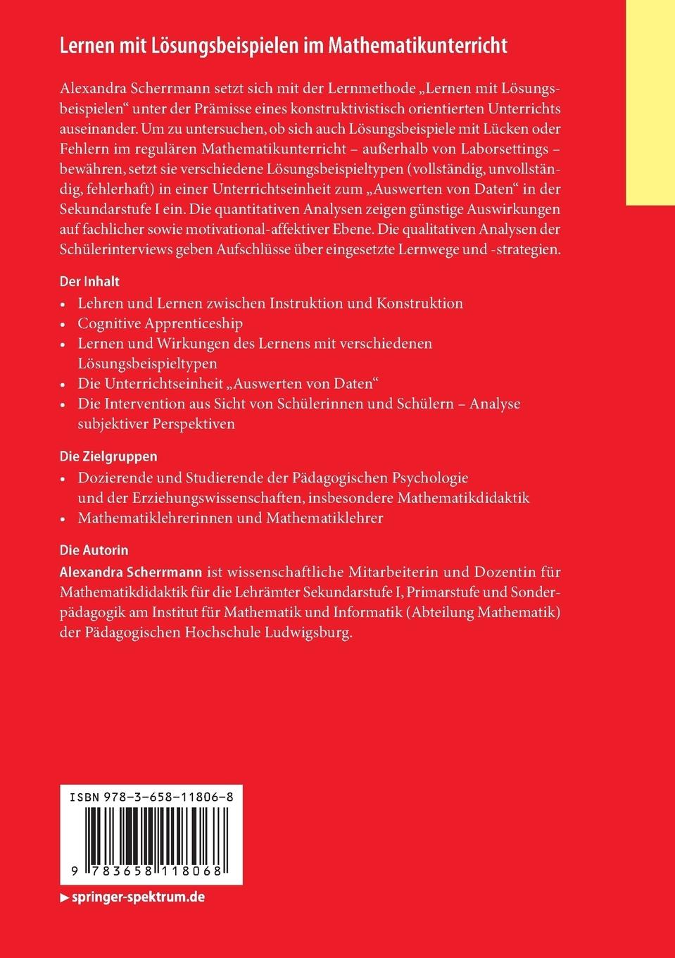 Rückseitencover Lernen mit Lösungsbeispielen im Mathematikunterricht