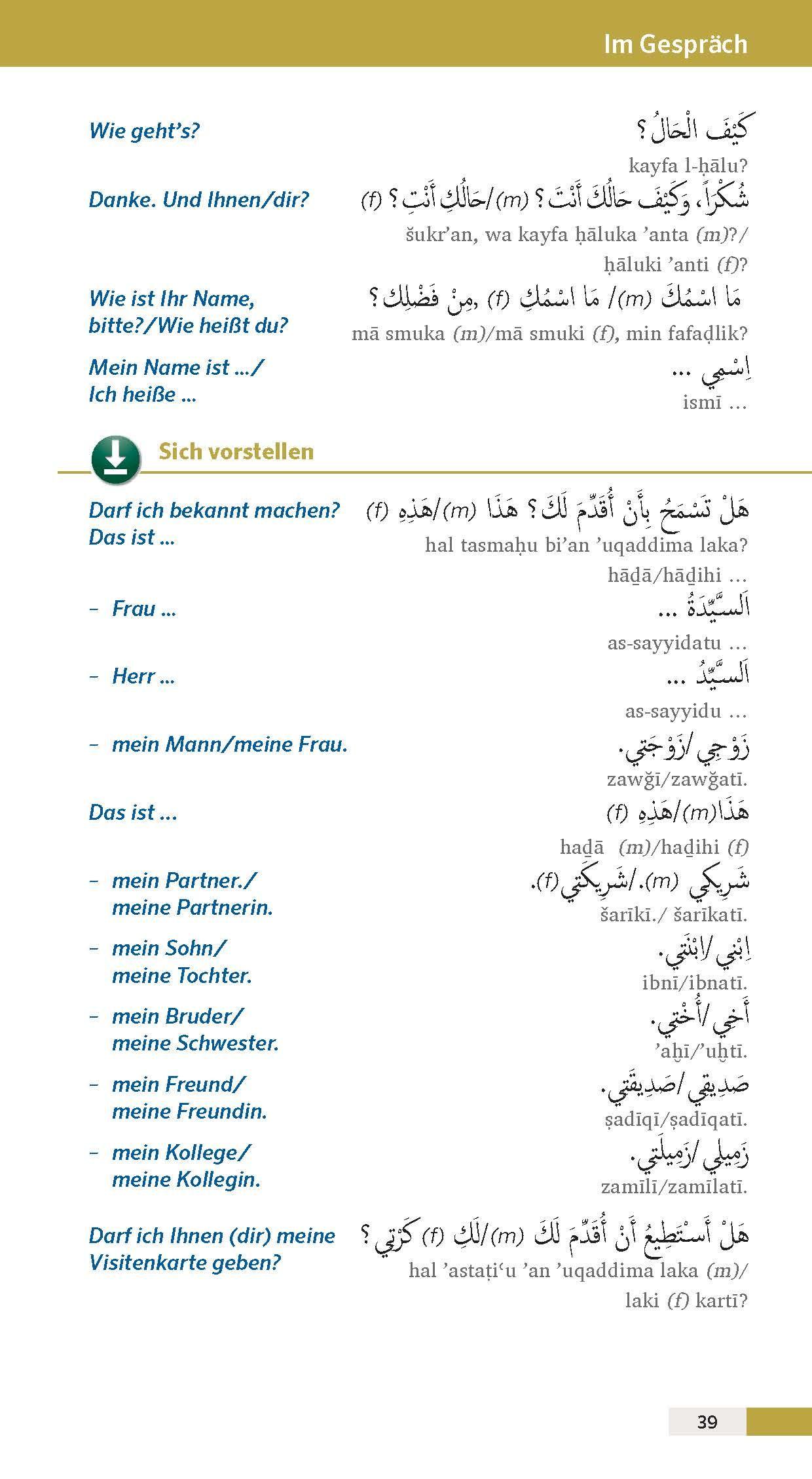 Beispielinhalt (Bild) PONS Reise-Sprachführer Arabisch