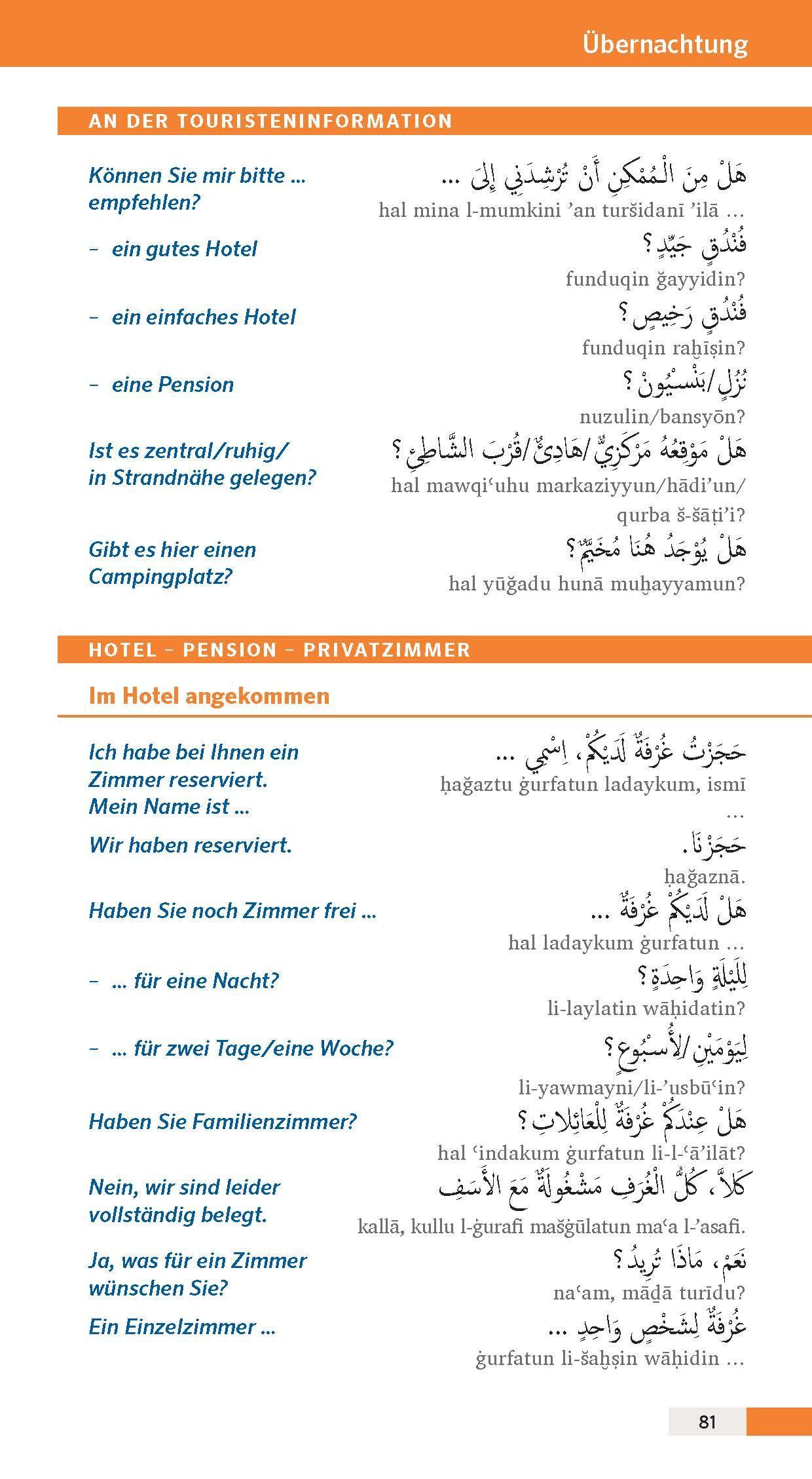 Beispielinhalt (Bild) PONS Reise-Sprachführer Arabisch