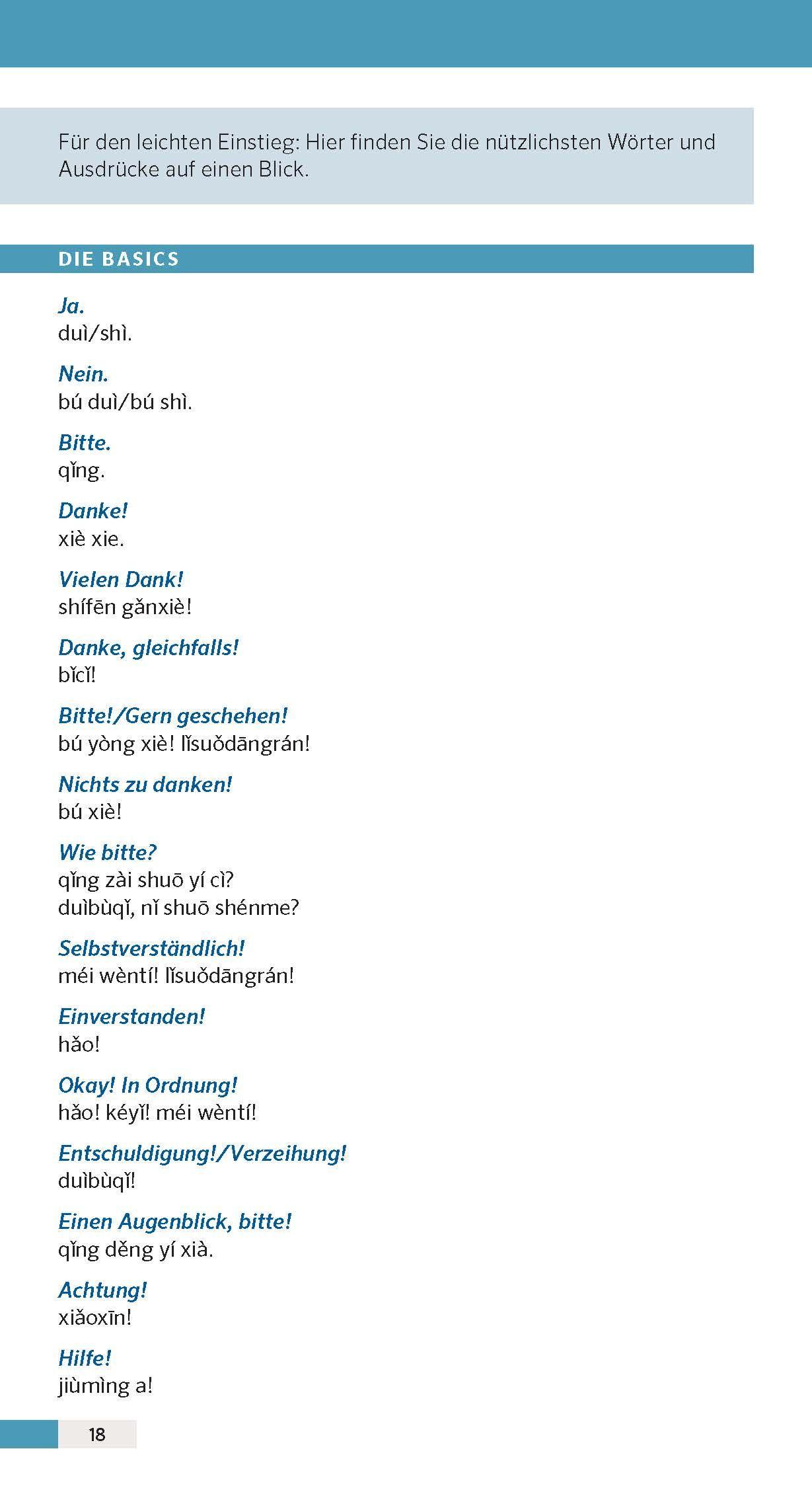 Beispielinhalt (Bild) PONS Reise-Sprachführer Chinesisch