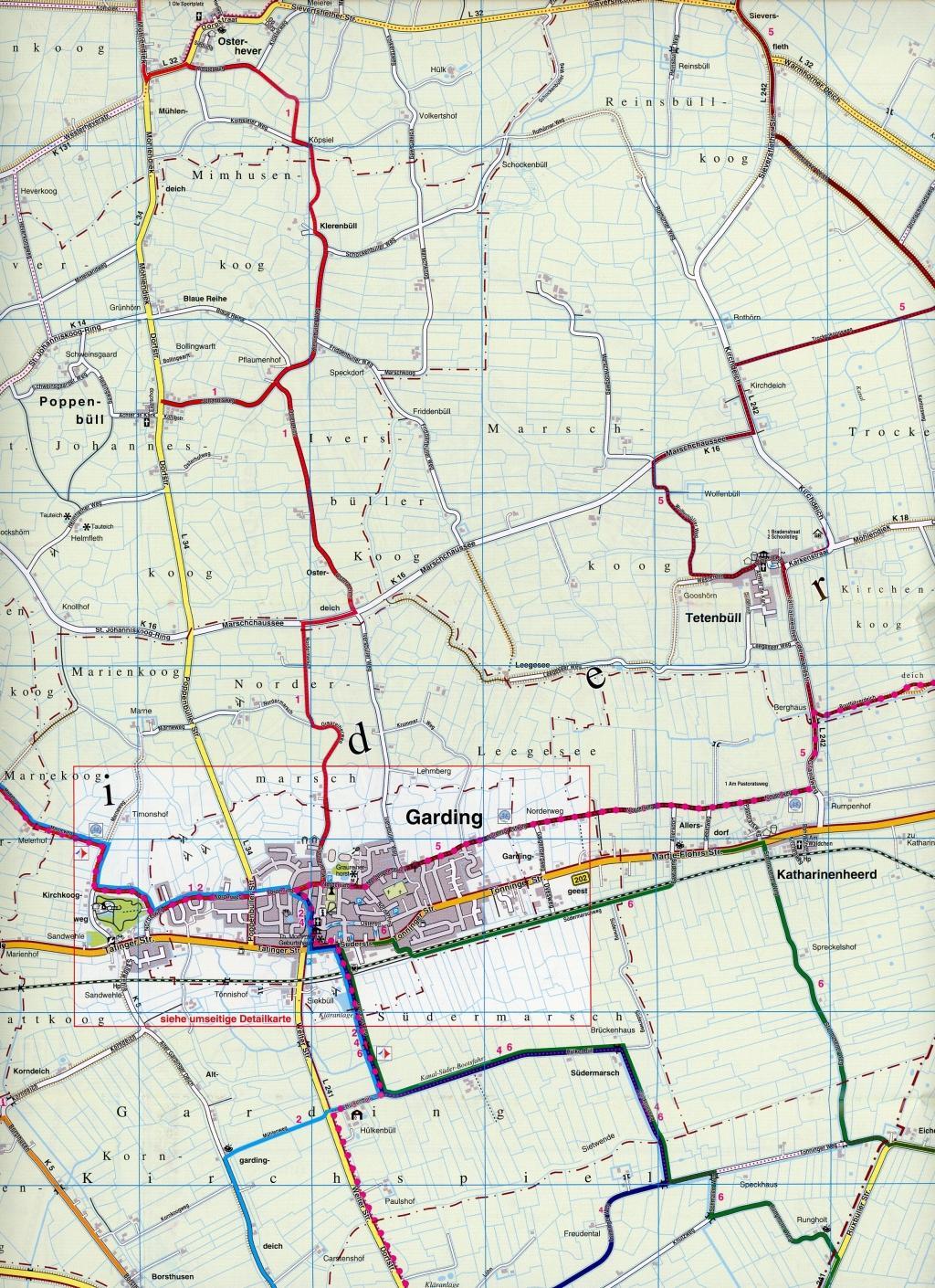Beispielinhalt (Bild) Eiderstedt (St. Peter Ording, Tönning und Garding), KVplan, Radkarte/Freizeitkarte/Stadtplan, 1:30.000 / 1:15.000