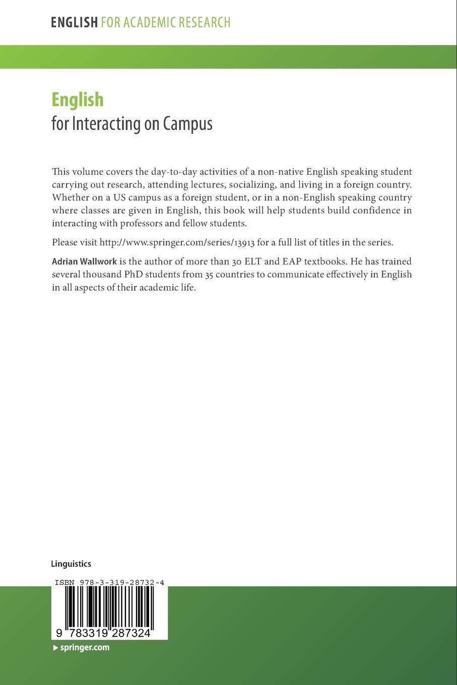 Rückseitencover English for Interacting on Campus