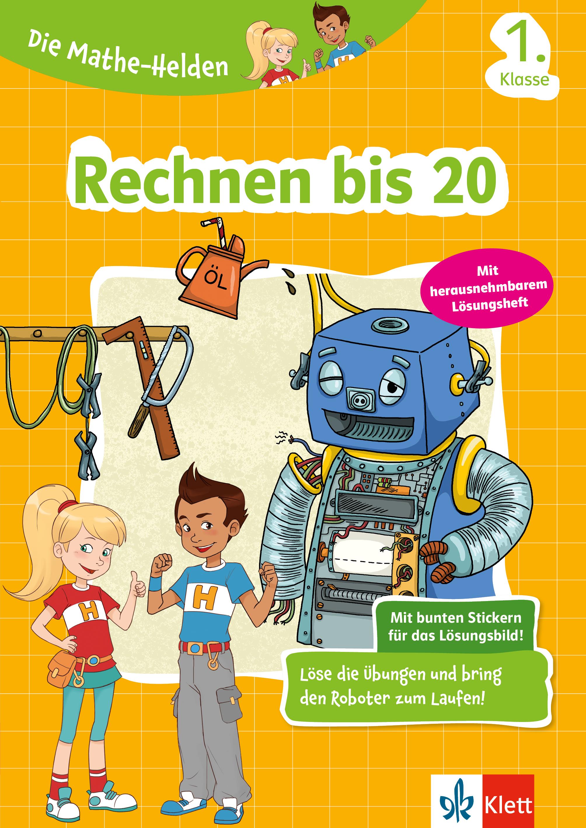 Vorderes Coverbild Klett Die Mathe-Helden Rechnen bis 20 1. Klasse