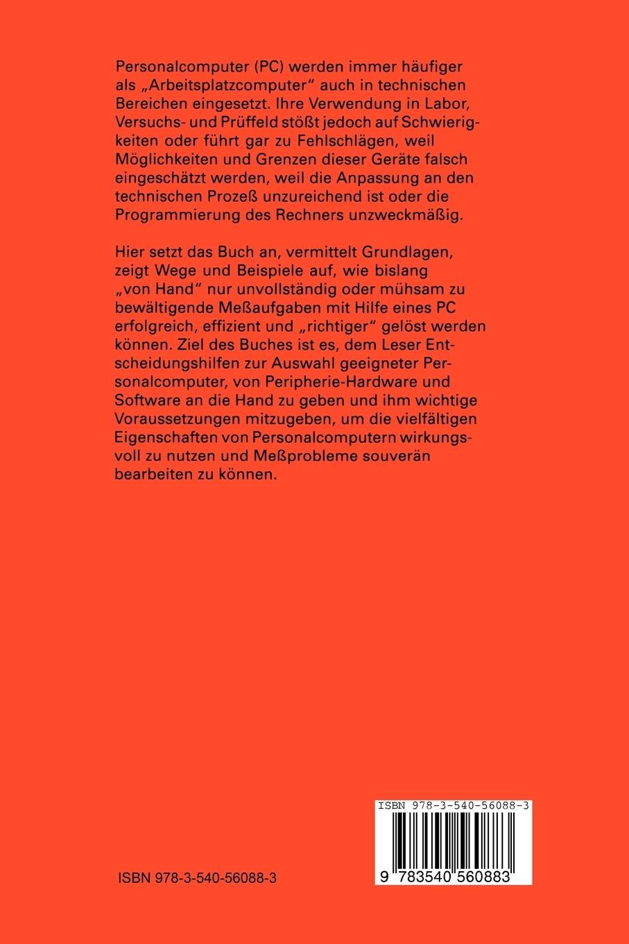 Rückseitencover Meßtechnik mit dem Personal Computer