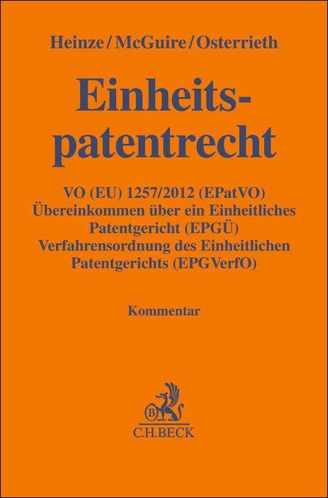 Vorderes Coverbild Einheitspatentrecht