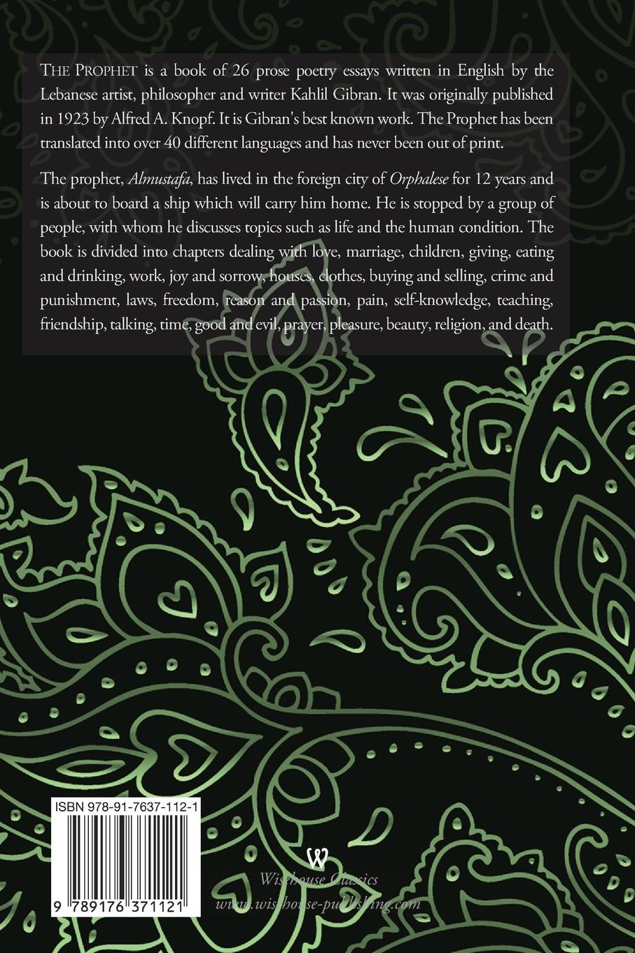 Rückseitencover THE PROPHET (Wisehouse Classics Edition)