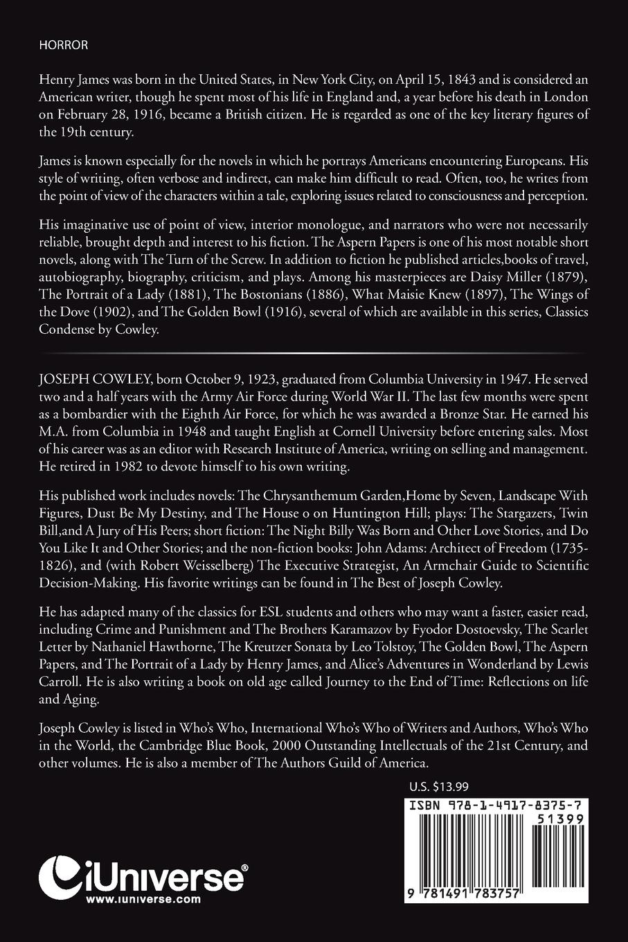 Rückseitencover The Turn of the Screw by Henry James