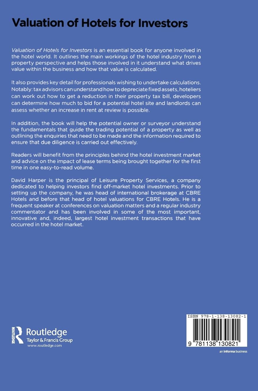 Rückseitencover Valuation of Hotels for Investors
