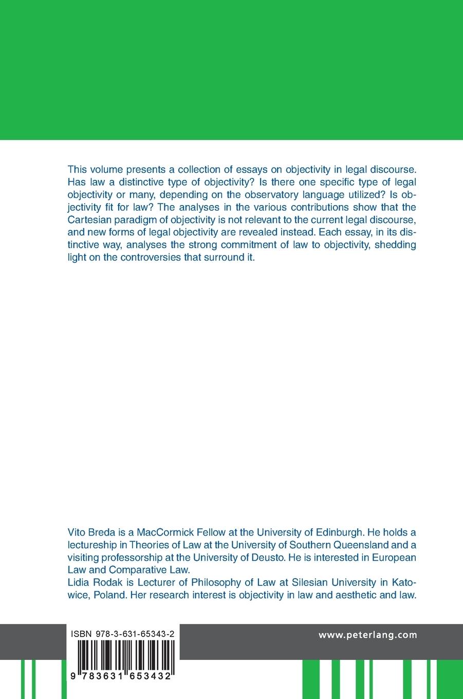 Rückseitencover Diverse Narratives of Legal Objectivity