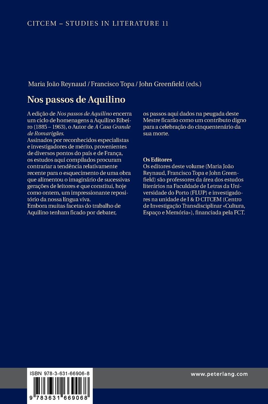 Rückseitencover Nos passos de Aquilino