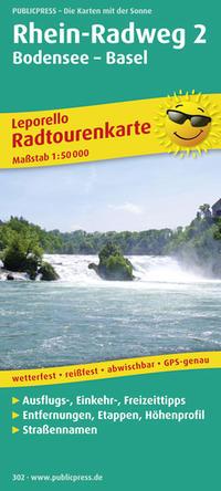 Vorderes Coverbild Rhein-Radweg 2, Bodensee - Basel 1 : 50 000