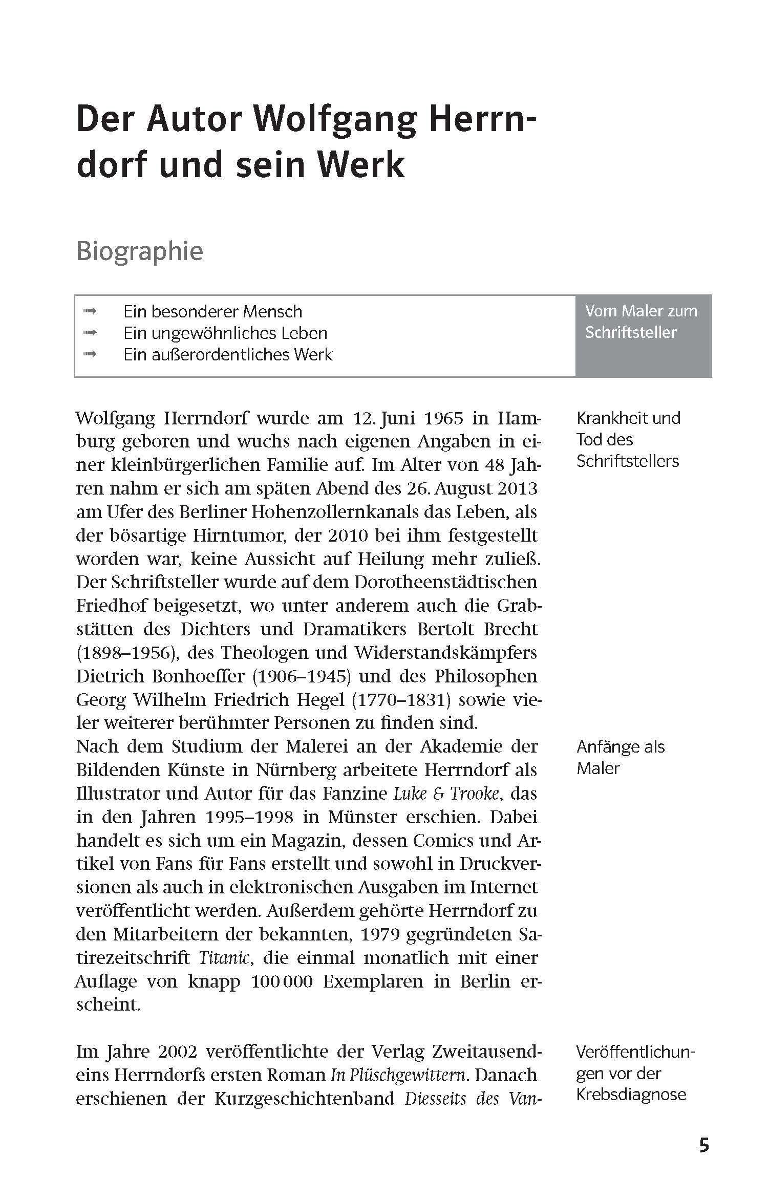 Beispielinhalt (Bild) Lektürehilfen Wolfgang Herrndorf "Tschick"