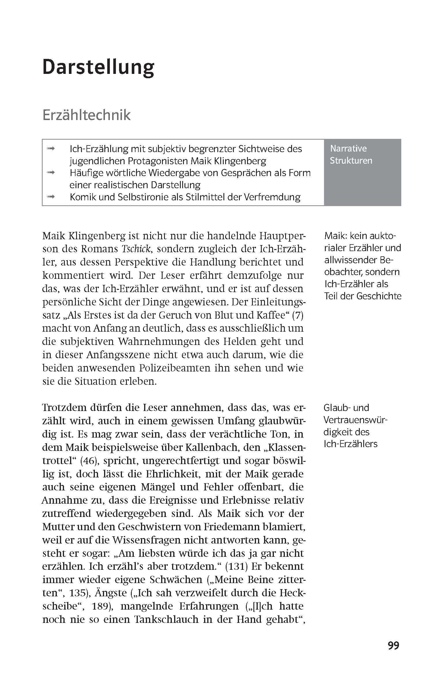 Beispielinhalt (Bild) Lektürehilfen Wolfgang Herrndorf "Tschick"