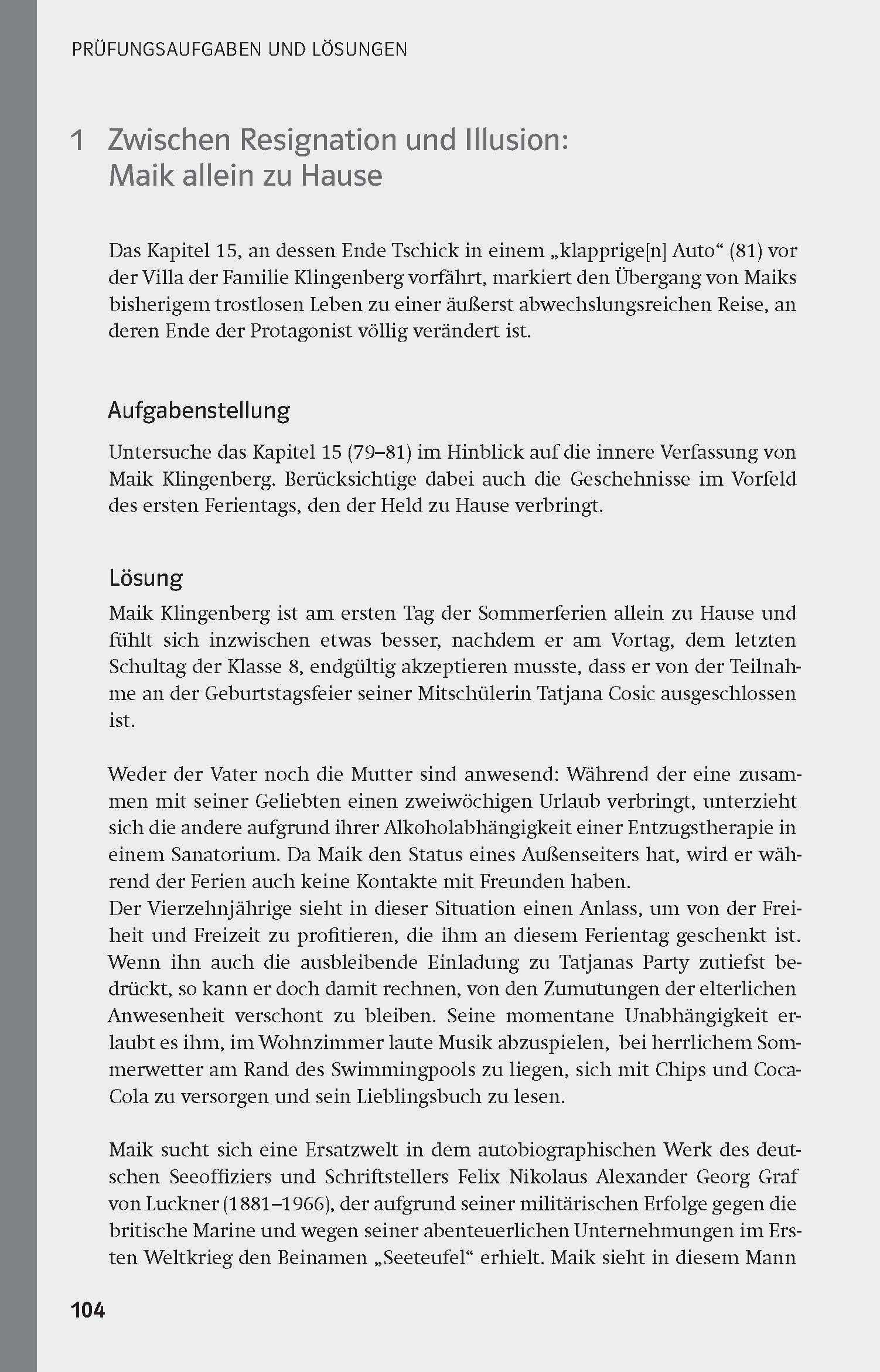 Beispielinhalt (Bild) Lektürehilfen Wolfgang Herrndorf "Tschick"