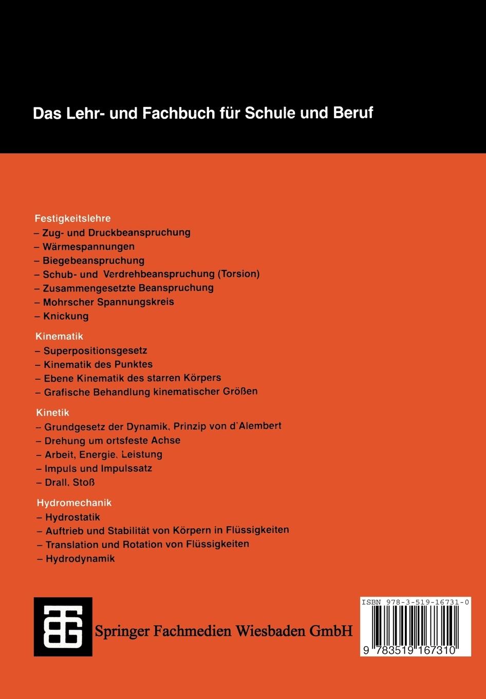 Rückseitencover Technische Mechanik 2