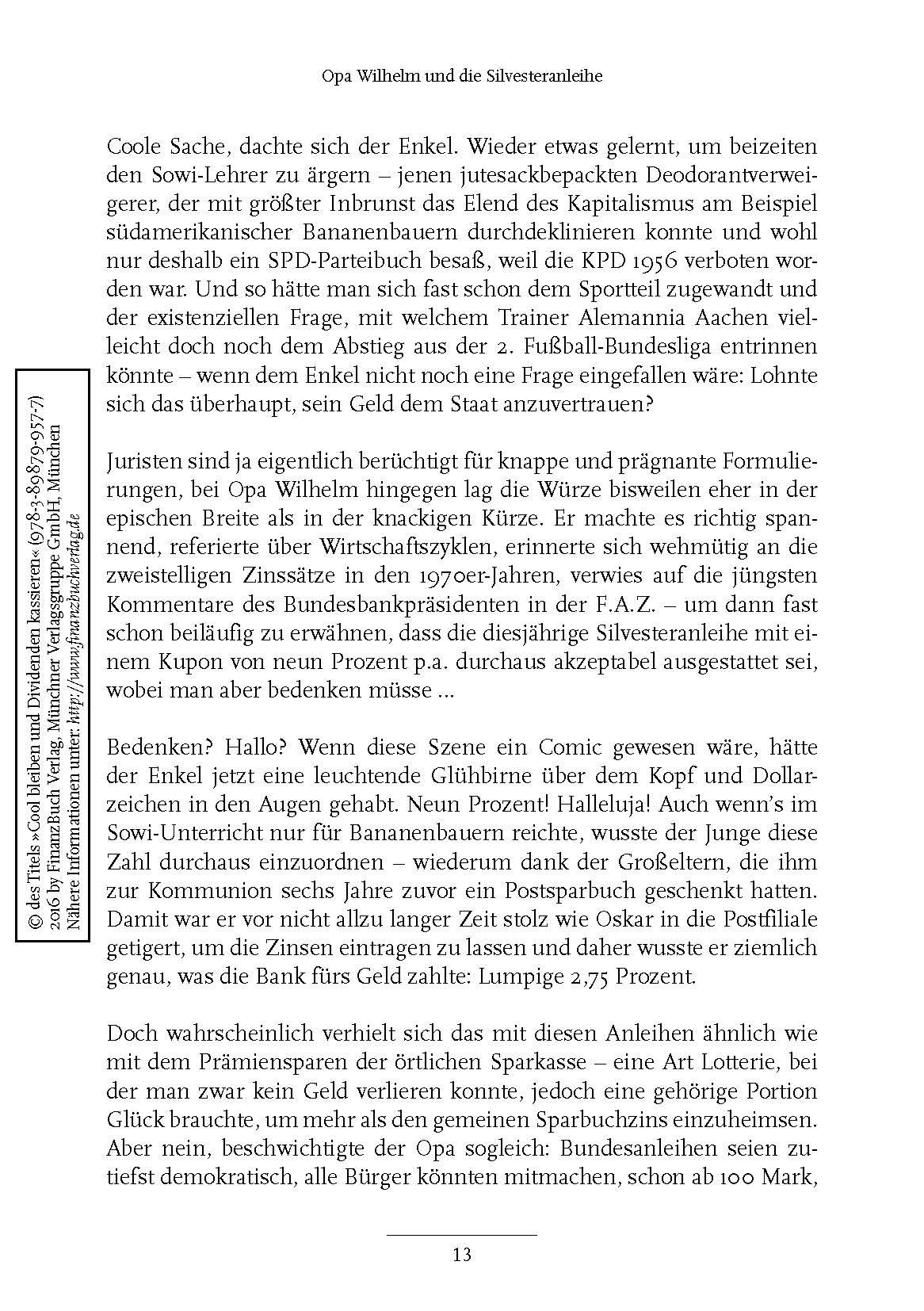 Beispielinhalt (Bild) Cool bleiben und Dividenden kassieren