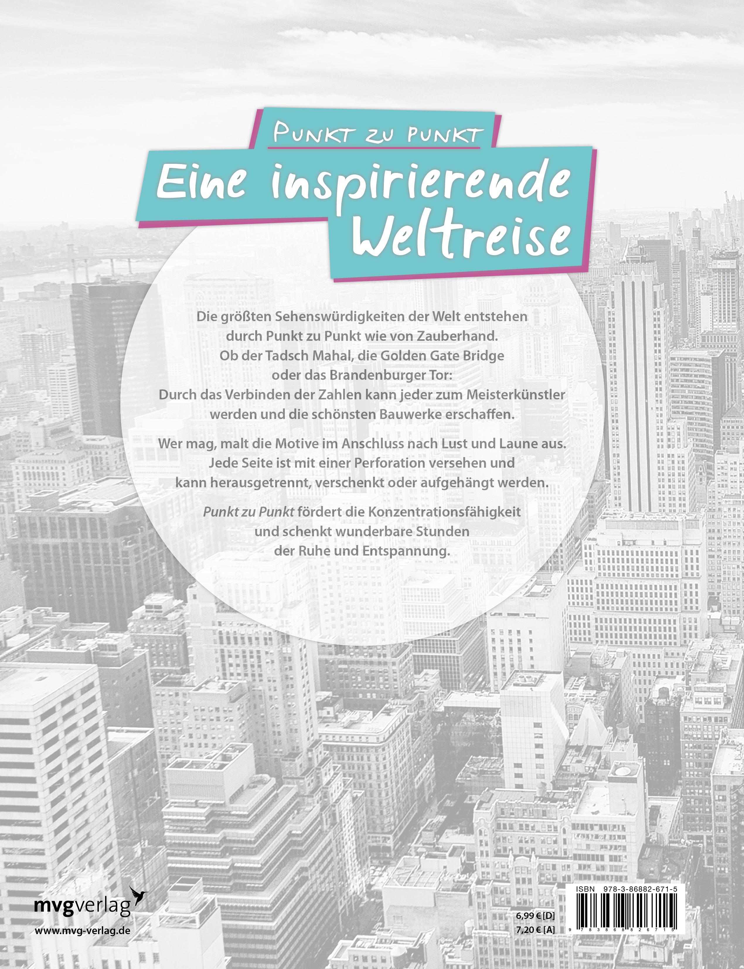 Rückseitencover Punkt zu Punkt: Eine inspirierende Weltreise: Malbuch für Erwachsene