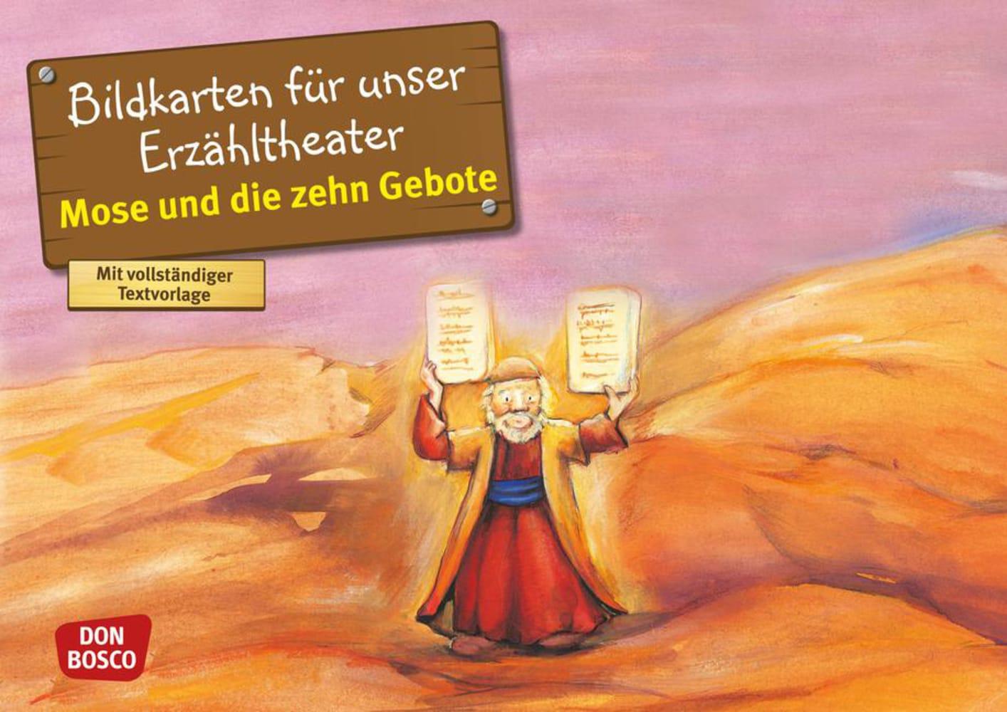 Vorderes Coverbild Mose und die Zehn Gebote. Kamishibai Bildkartenset.