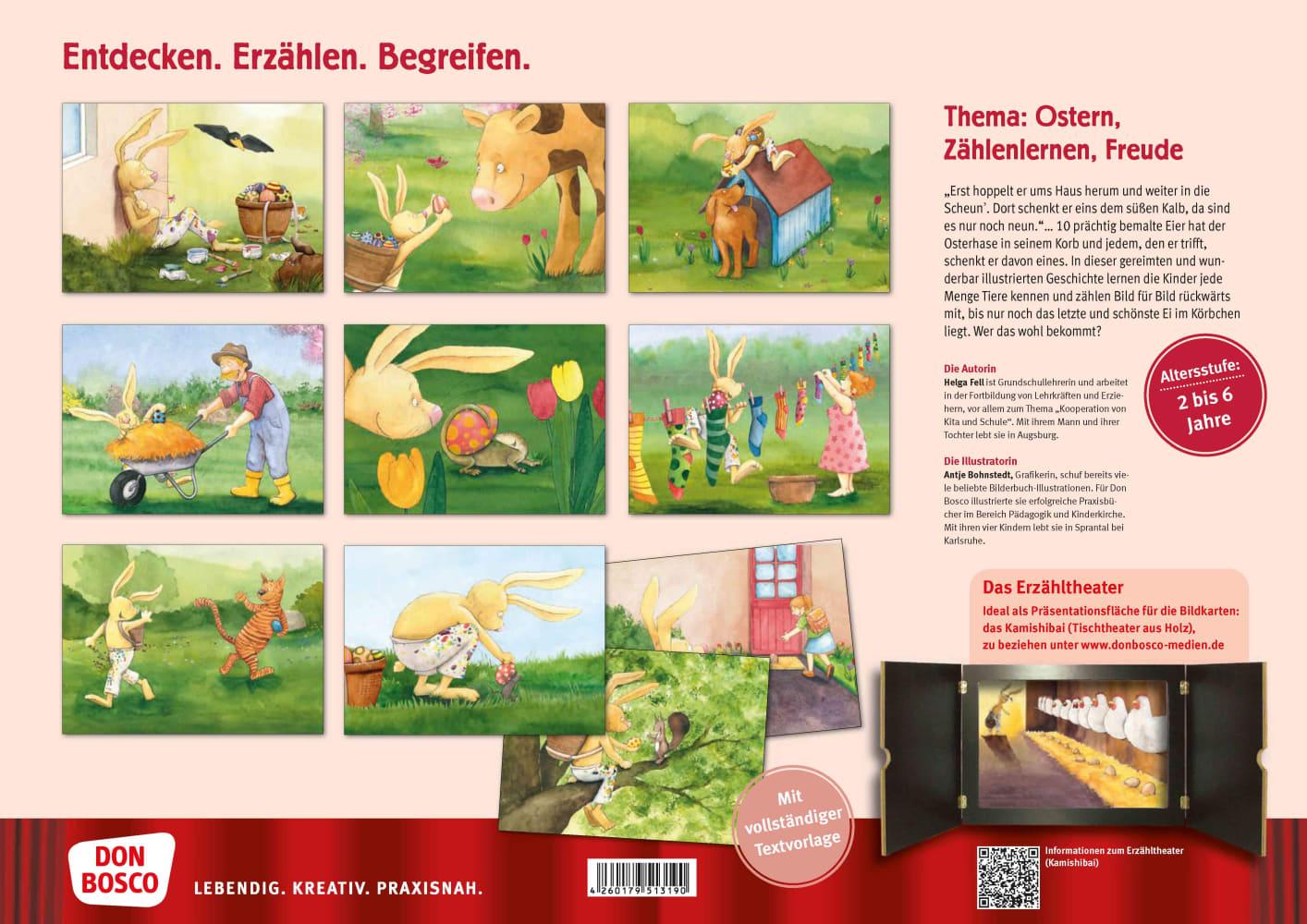 Beispielinhalt (Bild) Da drüben sitzt ein Osterhas. Kamishibai Bildkartenset.