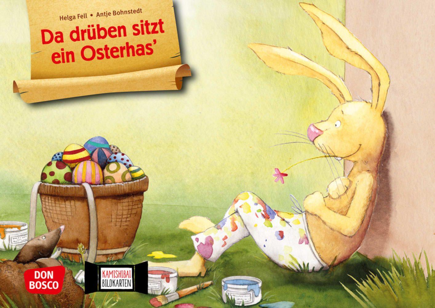 Vorderes Coverbild Da drüben sitzt ein Osterhas. Kamishibai Bildkartenset.