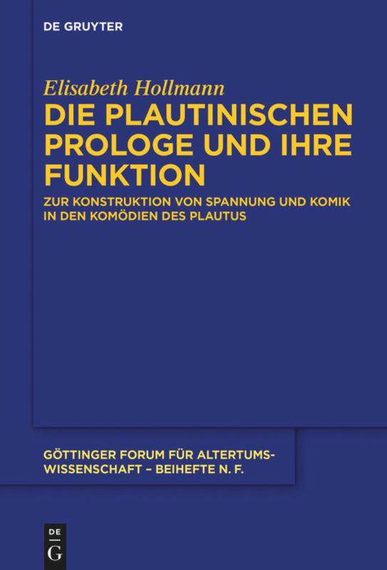 Vorderes Coverbild Die plautinischen Prologe und ihre Funktion